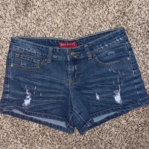 Red Rivet • Distressed Jean Shorts